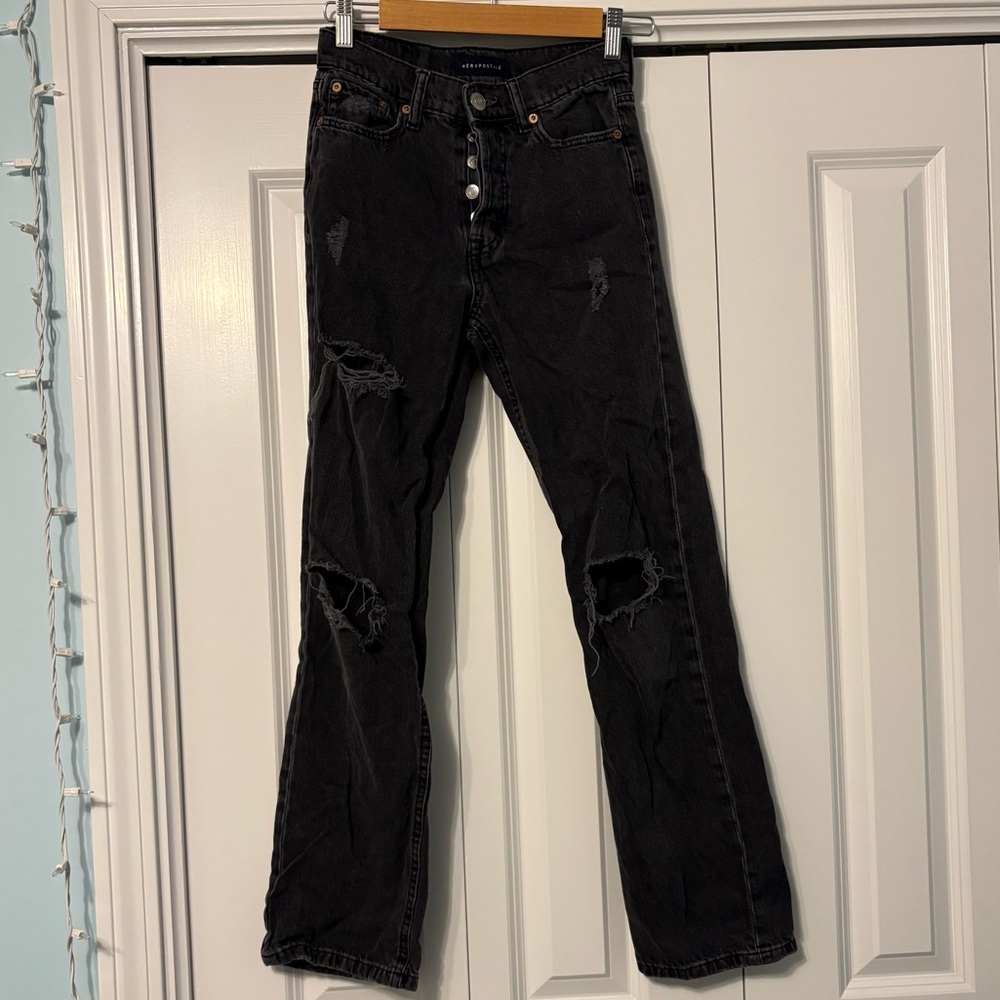 Aeropostale Black Distressed Jeans